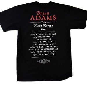 Bryan Adams Mens The Bare Bones Tour Dec. 2010- Feb. 2011 U.S. Dates Shirt New M